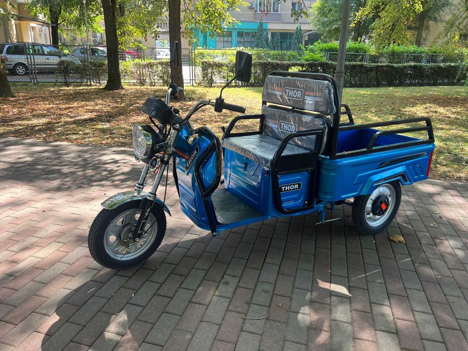 Triciclu electric verde Green Army Thor City Eco Blue Sky Red Agramix