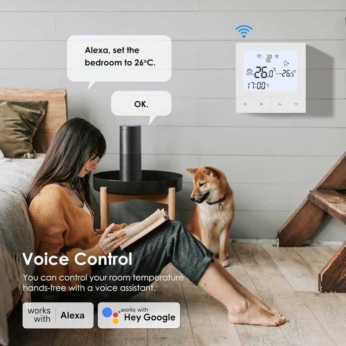 Termostat Beok TDS72-WIFI-WPB / TDS75-WIFI-WP boiler gaz,centrala termica,incalzire pardoseala apa si electric 3A 16A Tuya Wifi,Smart Alexa Google