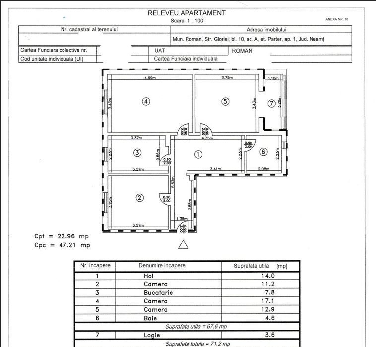 Persoană fizică, vând apartament cu 3 camere decomandat – Str. Gloriei, Roman la 10 min de Piața Smirodava