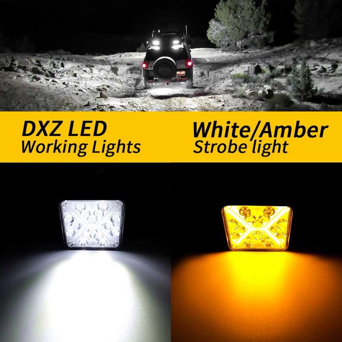 LED работна лампа 12V-24V бяла и жълта светлина 4х4 АТВ Коли