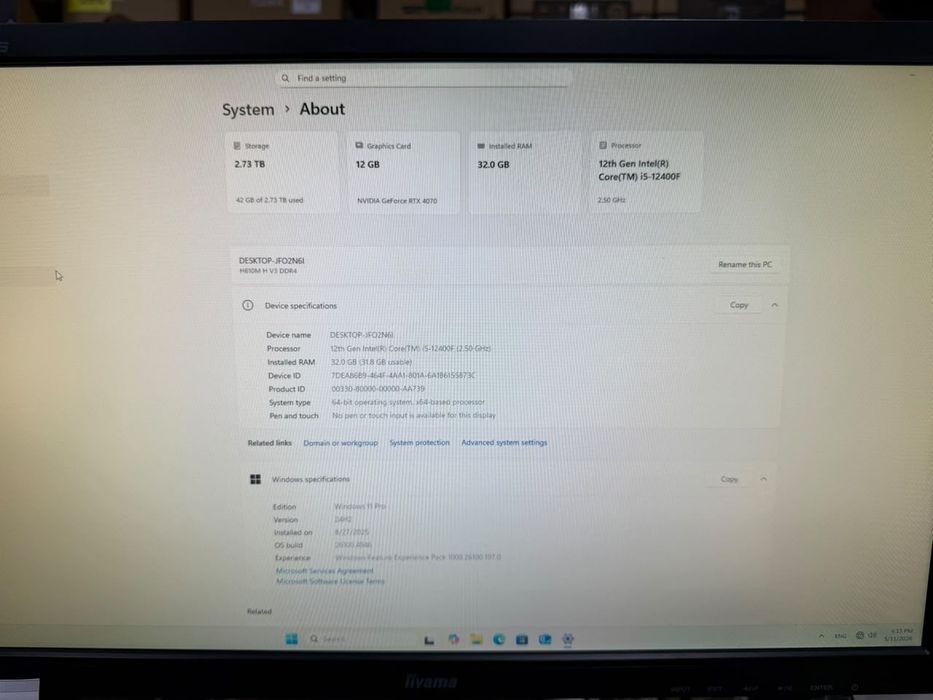 ПК i5 12400F RTX 4070 12GB RAM 32GB
