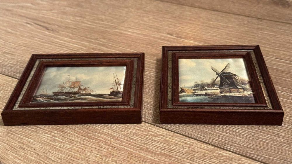 Комплект малки картини, коприна– 11см/ 9.5см