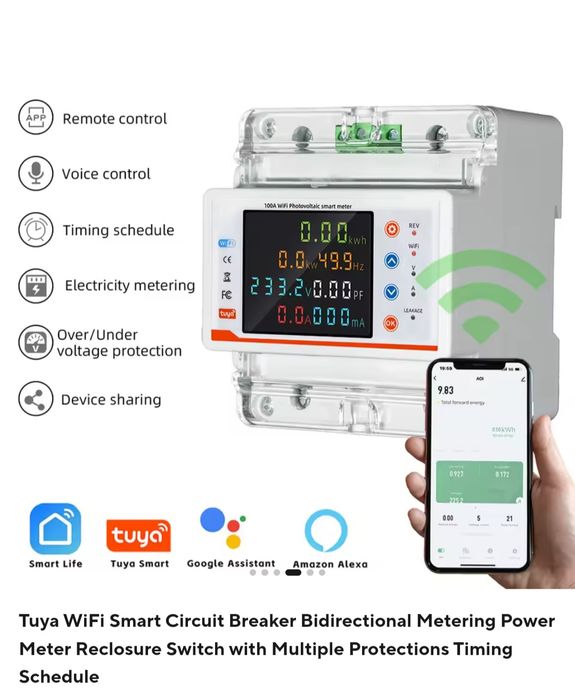 Smartmeter wifi monofazat 100A Photovoltaic contor bidirecțional