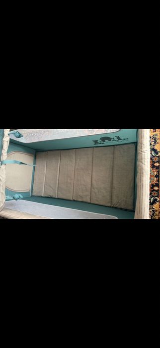 Patut pliabil Bebe  Royal, cu 2 niveluri, turcoaz model 201 (Beberoyal