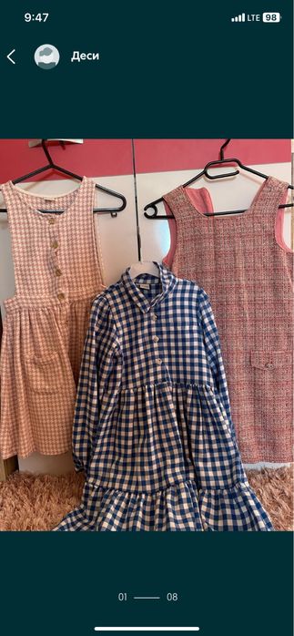 Рокля Сукам розова синя букле Zara LC waikiki H&M момиче 134, 8-9г