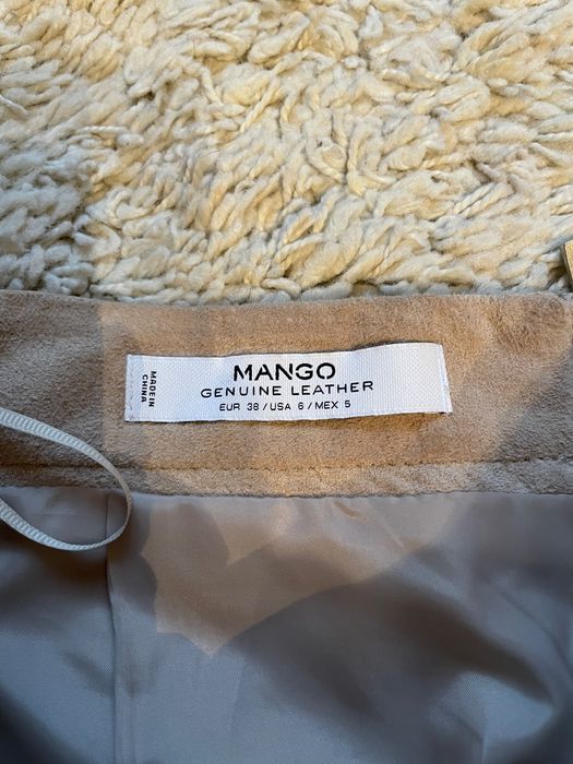 Fustă piele mini bej și maro Mango, marime 38, S