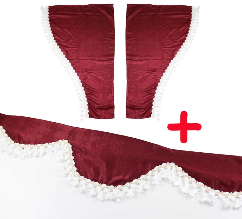 Комплект от 3 части Декоративни Пердета с Пискюли за Камион в 4 цвята