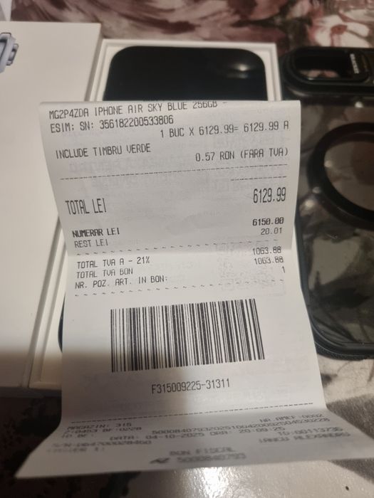 V/Sch Iphone 17 AIR 256Gb,Factura-Garantie 2 ani