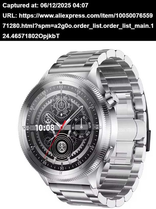 Smartwatch KUMI WATCH Gear GT3 AMOLED, silver, metal, AI, bonus