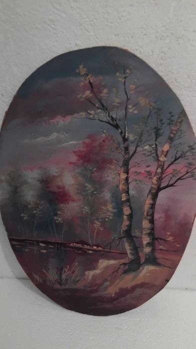 Pictura ovala 1975,semnata ,55/35cm