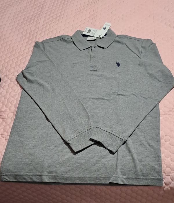 Продавам сива поло тениска с дълъг ръкав U.S. Polo