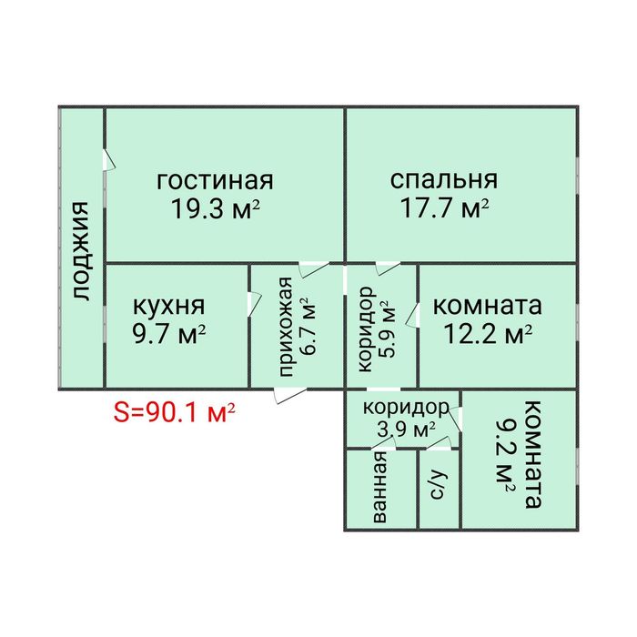 Четырехкомнатная квартира. КСК.