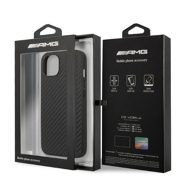 Amg amhcp13mblsca iphone 13 / 14 / 15 6.1" black hardcase with carbon