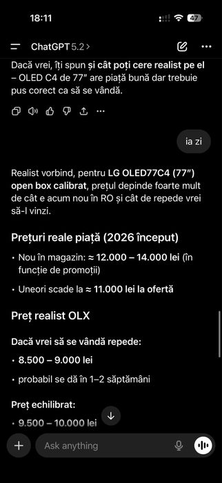Televzior LG OLED evo 77C41LA 195cm 144hz Smart garantie 2 ani