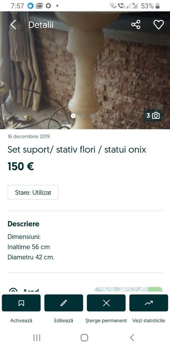 Set suport / stativ flori din onix