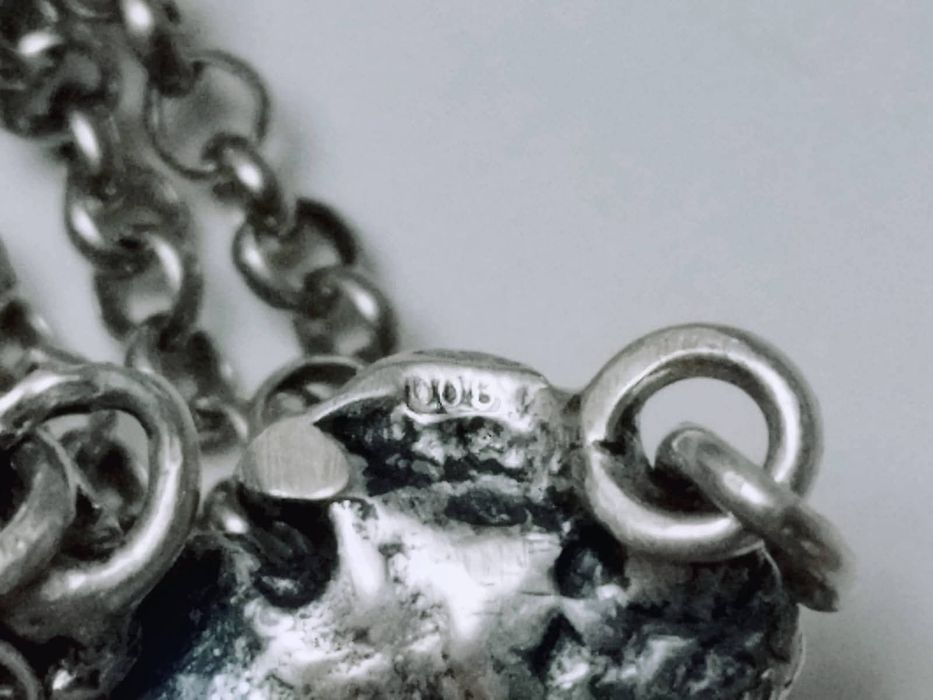 Vechi colier grandel, Charivari, argint 800 cu perle de caprioara