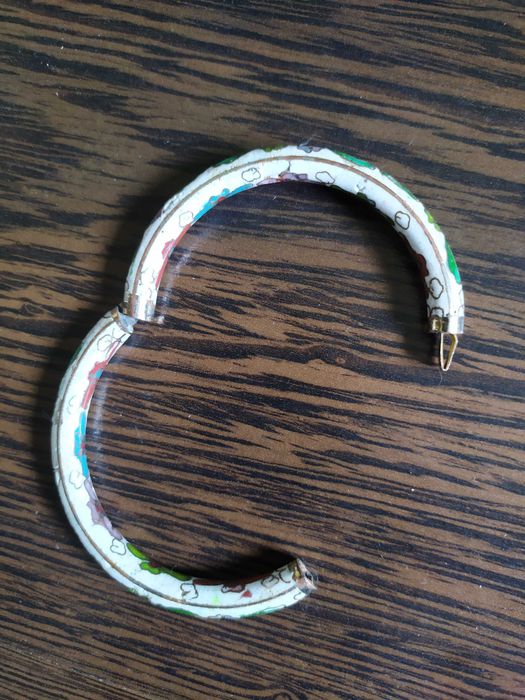 Bratara ceramica / email cu intarsii metalice