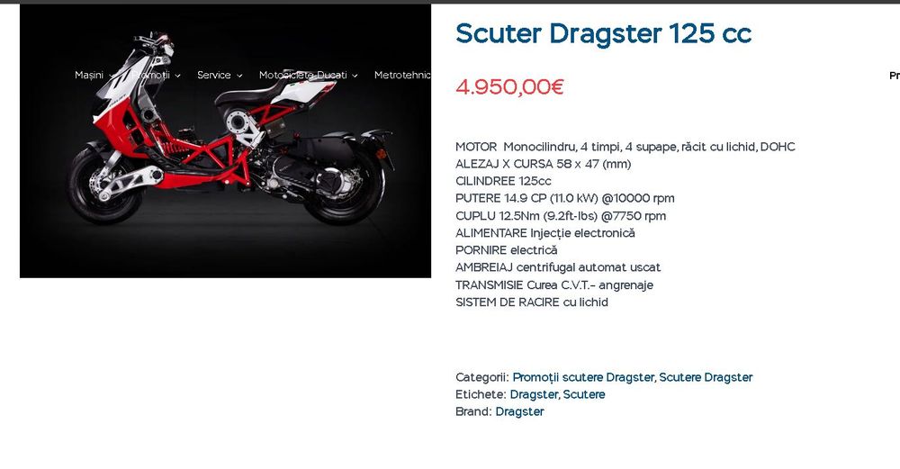 Scuter Italjet Dragster 125 Full Malossi Akrapovič Titanium,Garanție,B