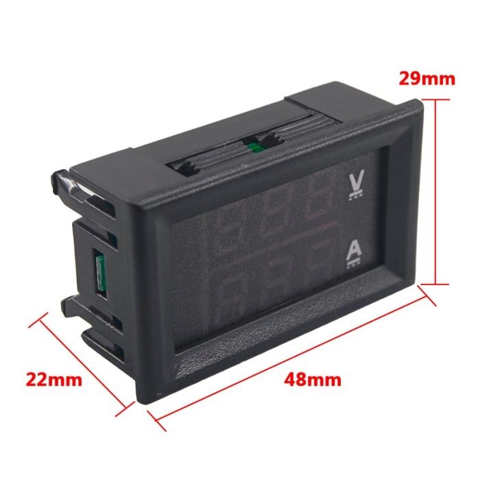 Voltmetru Ampermetru VOLTAMPERMETRU de panou LED Digital 0-100V 0-10A