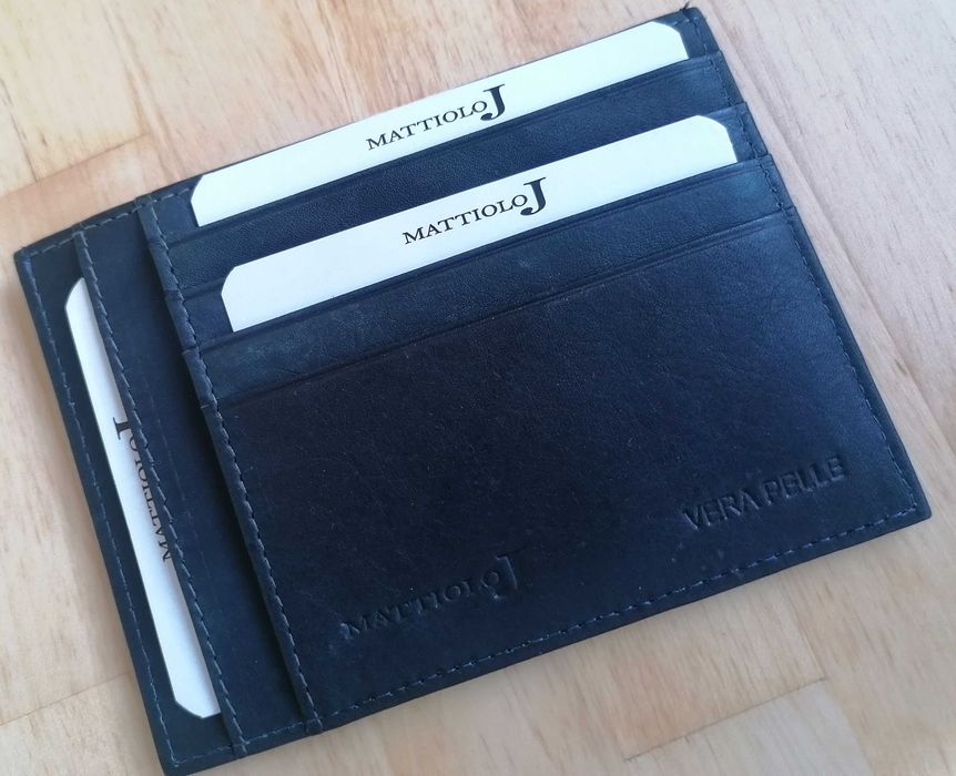 MATIOLO Portofel / Portcard Mattiolo - italy din piele naturală gri – Slim Wallet pentru bărbați