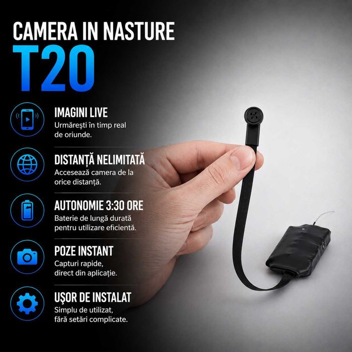 Camera Video in Nasture cu Casca de Copiat Fara Telefon - Casti Copiat