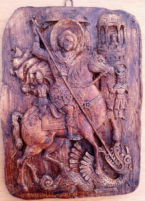 Гипсови икони Св. Георги и Дева Мария с Исус