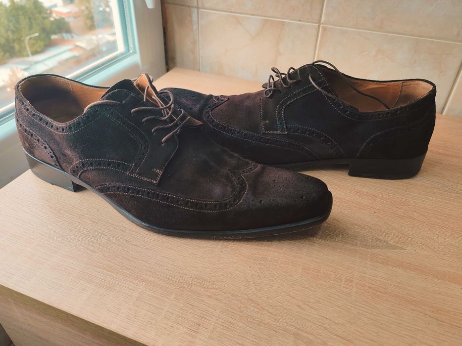 Уникални велурени обувки дерби с връзки  ROSSI