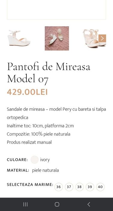 Vand sandale mireasa- piele naturala