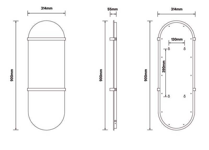 Radiator electric 900×300, cu aspect de piatră, oval – negru