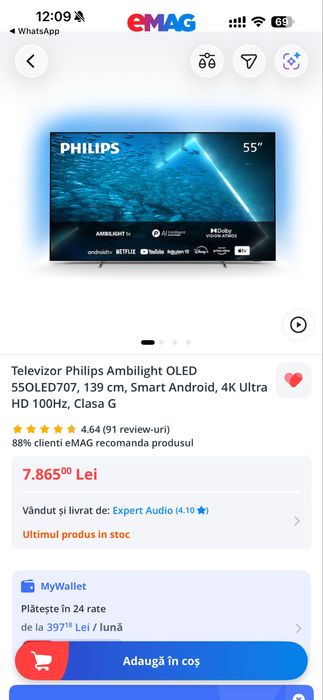 Tv Philips Ambilight OLED 55OLED707