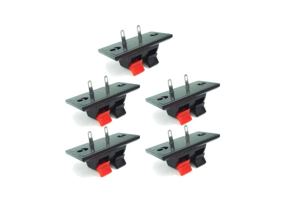 5бр. Комплект Аудио терминал за тонколони 2 позиции пружинни щипки за кабел конектор