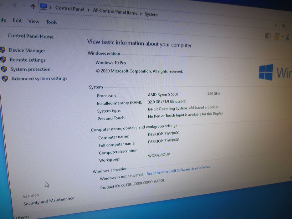 Гейм Ryzen 5 5500, 32GB,  RTX3070,  1TB NVMe  SSD