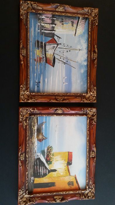 2 прекрасни картини, рисувани с маслени бои на фазер.