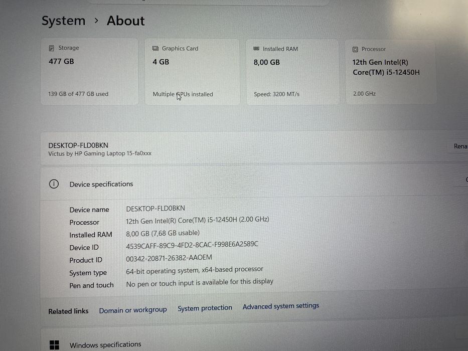 HP Victus core i5