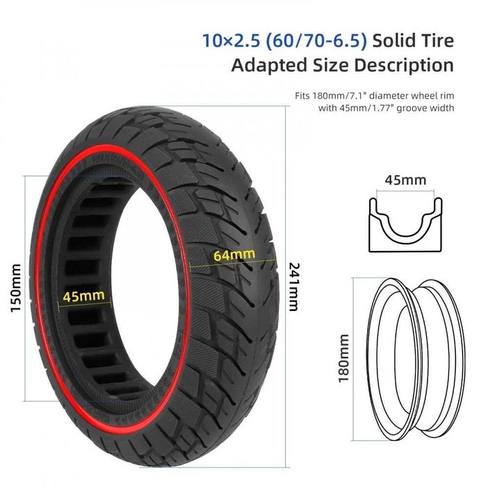 2x Cauciuc plin 10x2.5 60/70-6.5 trotineta Ninebot MAX G30 Myria Titan