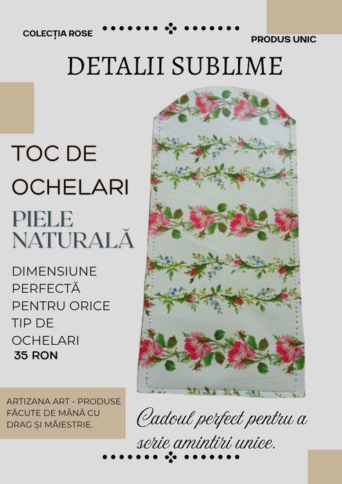 Etui sau toc pentru ochelari - piele naturală
