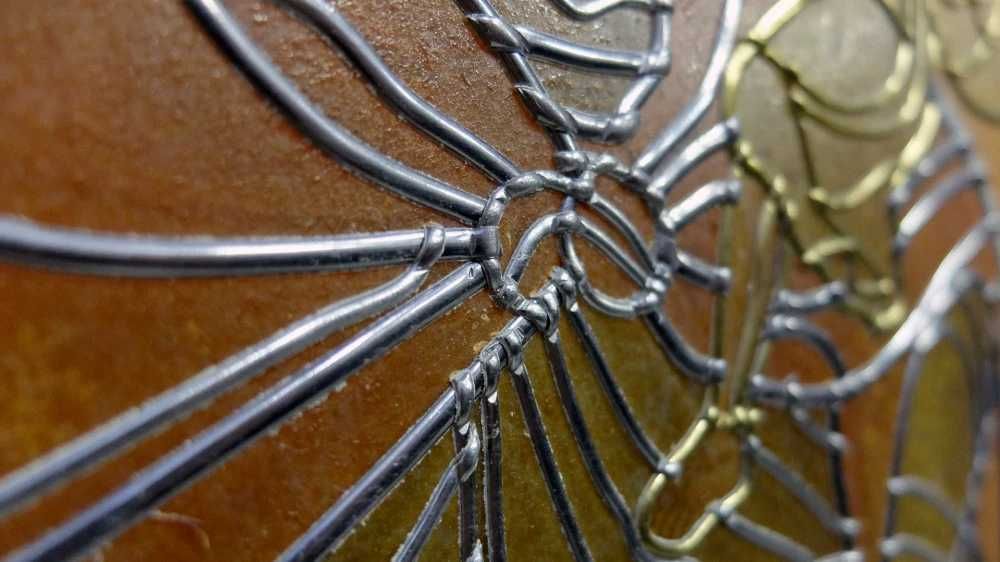 Icoană vitrată, plumb pe sticlă, 43x63 cm, Sf. Hristofor