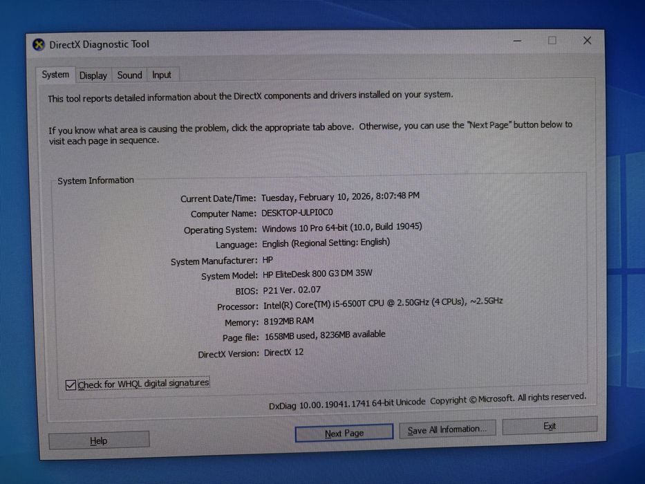 Mini pc HP EliteDesk 800 G3