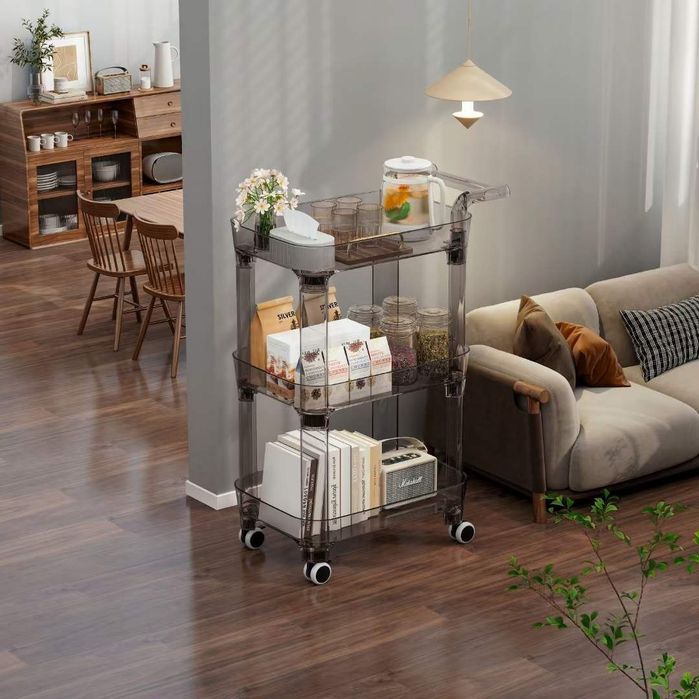 Передвижной органайзер-стеллаж на колёсах, 3 уровня