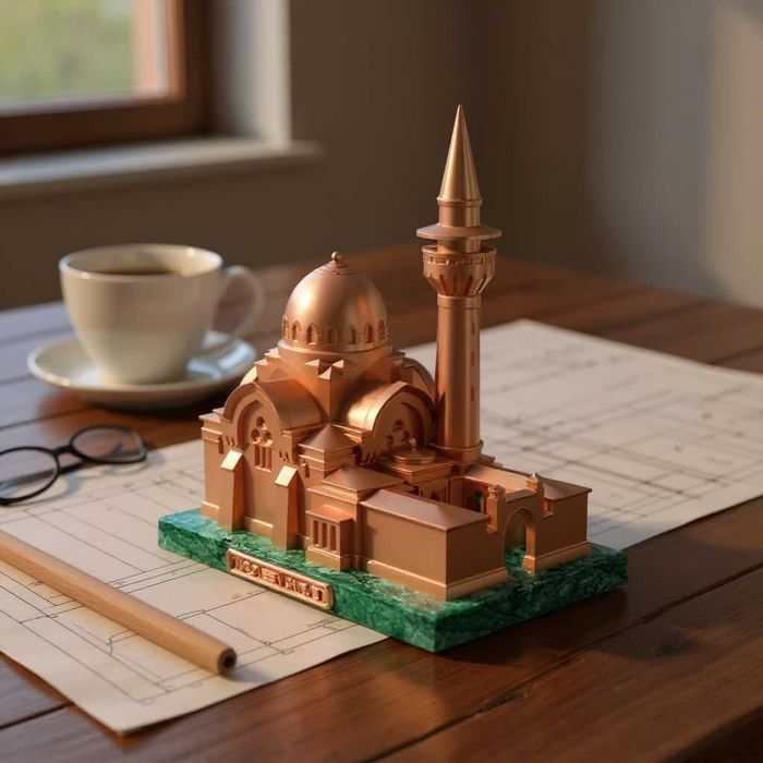 Moscheea Carol I pe suport din marmură