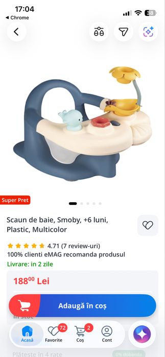 Vand scaun de baie Smoby
