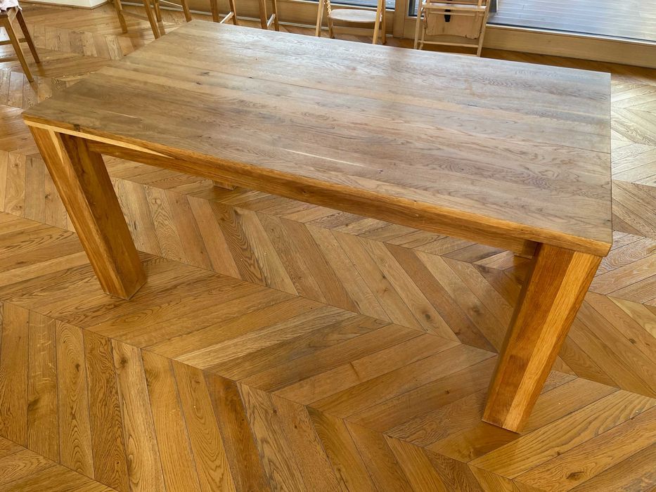 Masă dining stejar masiv extensibilă 160→240 cm – stare bună