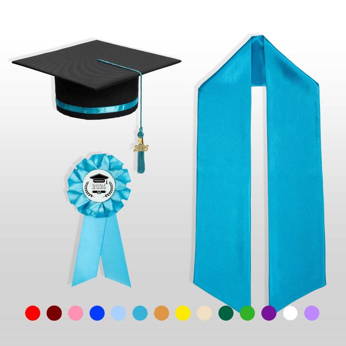 Toca, Esarfa si Cocarda, Set Nepersonalizat, Turquoise,Liceu,Facultate