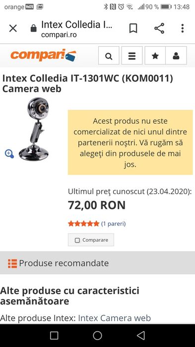 Camera web Intex IT1301WC, CMOS, 640x480px, USB 2.0