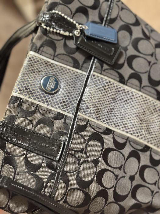 Coach Signature Stripe Python Stripe Tote / Shoulder Bag