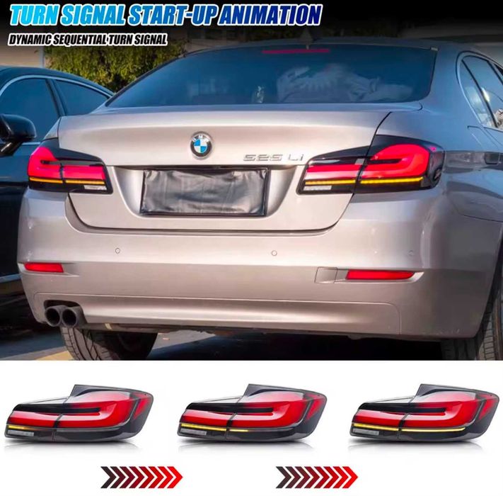 Ansamblu stopuri LED pentru BMW F10 M5 Seria 5 Sedan 2009-2017, semnalizare secvențială, negru, ansamblu stopuri [Nu se potrivește cu G30]