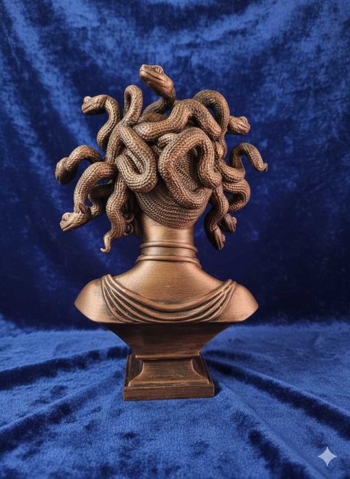 Bust Medusa 3D Printat Pictat Manual - Decor Arta Cadou 25cm