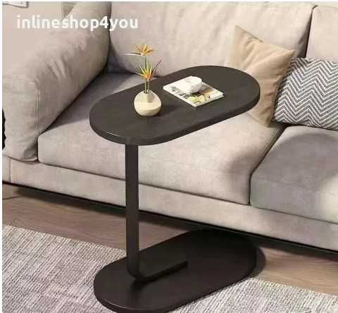 Дървена овална масичка за кафе, C-образна малка маса