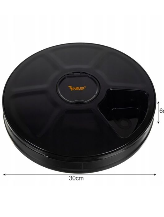 Dozator automat de hrana pentru animale, 6 compartimente 150ml, negru,