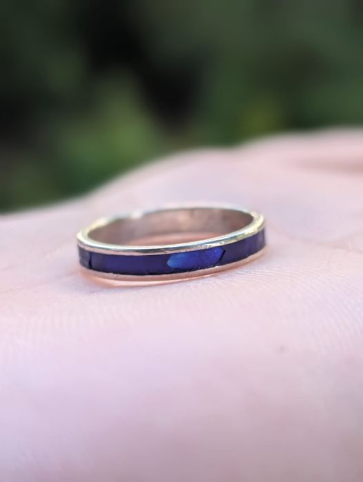 Inel vechi din argint 800, albastru, lapis lazuli